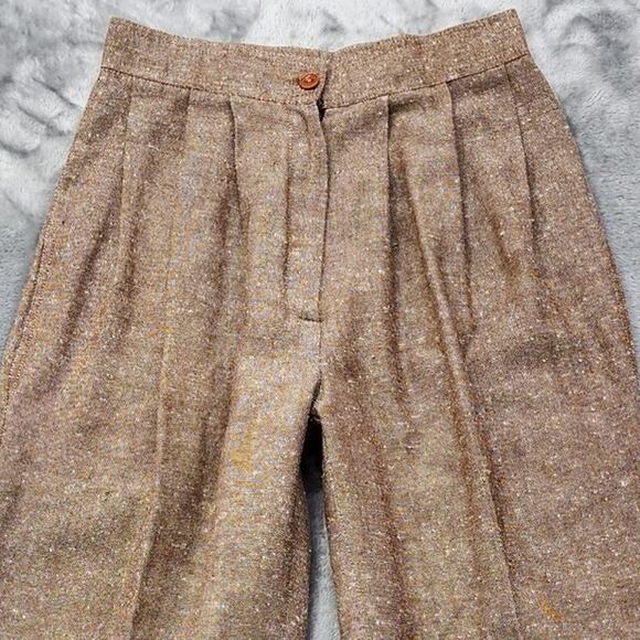 Vintage Charles Jourdan Pants Womens 9 Juniors Brown High Rise Pleated Tapered - Picture 2 of 14